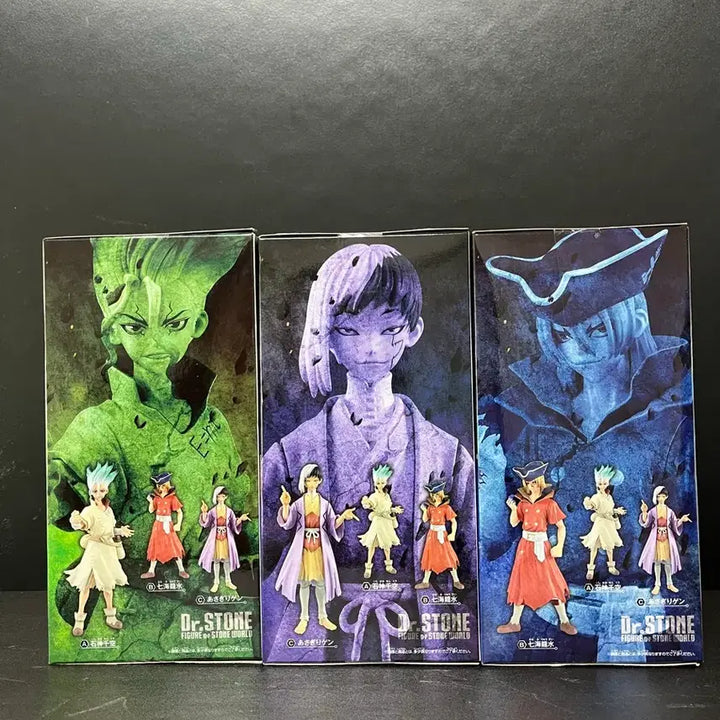[BUNJANG] Dr. Stone 3-Figure Set (Senku, Asagiri Ken) - Sealed / 미개봉세트 닥터스톤 피규어 3종 세트 (센쿠피규어,아사기리켄 피규어)