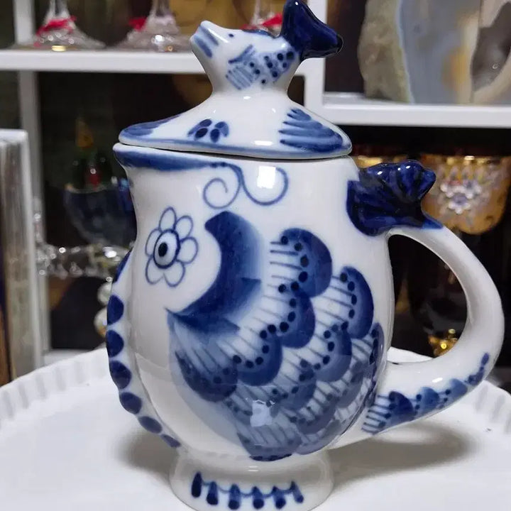 [BUNJANG] Antique Russian Gzhel Lidded Jug / 앤틱 러시아 그젤(gzhel) 뚜껑저그