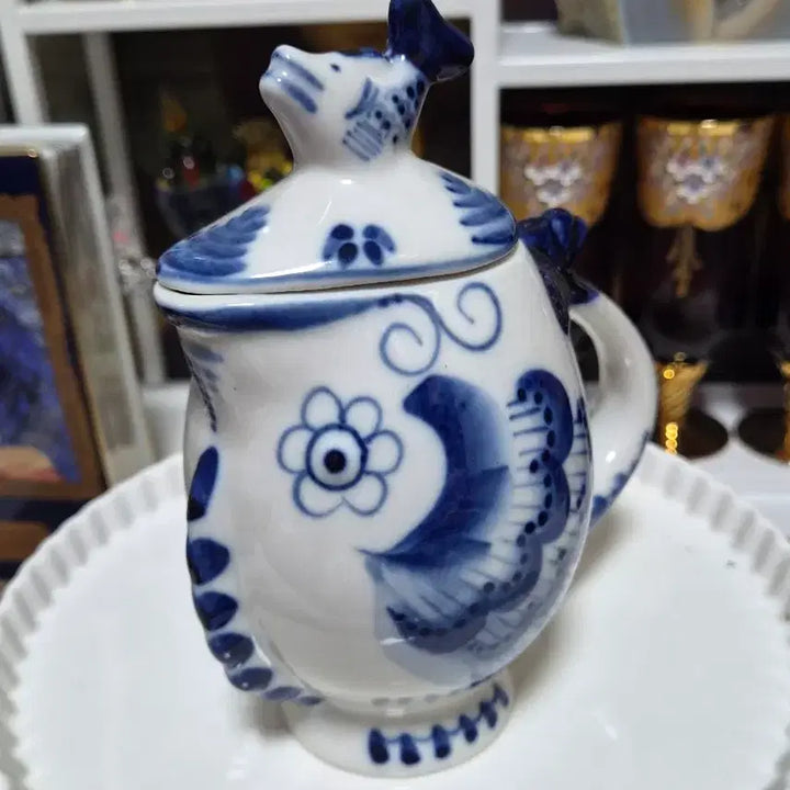 [BUNJANG] Antique Russian Gzhel Lidded Jug / 앤틱 러시아 그젤(gzhel) 뚜껑저그
