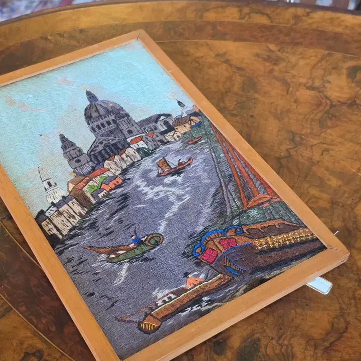 [BUNJANG] Vintage Venetian Landscape Embroidered Frame / 빈티지 베네치아  풍경 자수액자
