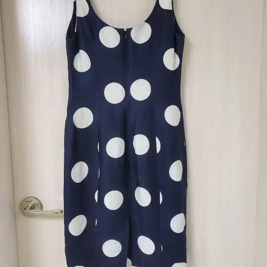 [SOLD OUT] 네이비 도트 민소매 원피스100%린네이