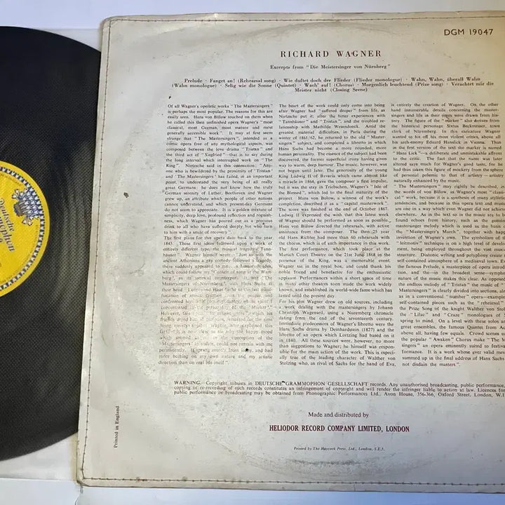 [BUNJANG] Richard Wagner Die Meistersinger von Nürnberg Excerpts Mono LP / 모노초기반) 바그너 "뉘른베르크의 마이스터징거" LP