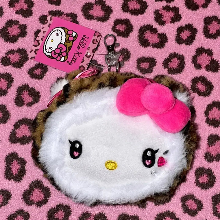 [BUNJANG] Sanrio Hello Kitty Leopard Print Lilpass Pouch Keyring / 산리오 보석 호피핑크 헬로키티 릴패스 파우치 키링
