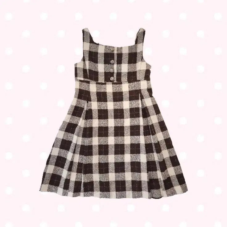 [BUNJANG] RizLissa Ribbon Check One-Piece Dress / 초희귀 리즈리사 밀크초코쿠키 리본 체크 원피스 라떼갸루