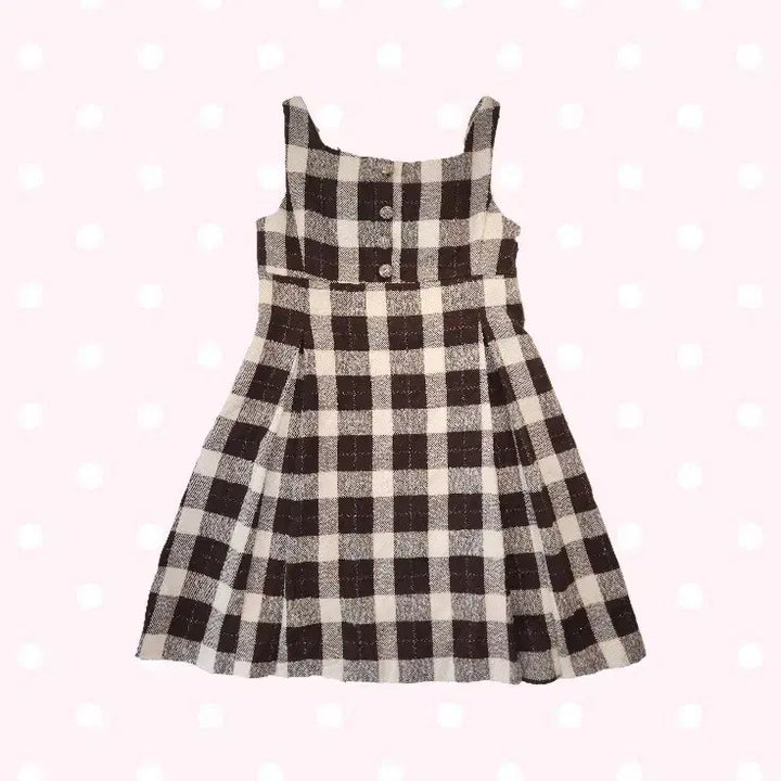 [BUNJANG] RizLissa Ribbon Check One-Piece Dress / 초희귀 리즈리사 밀크초코쿠키 리본 체크 원피스 라떼갸루