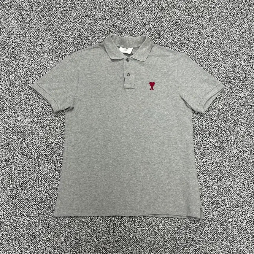 [BUNJANG] Authentic ARMY Grey Heart Logo Short Sleeve Polo T-Shirt / >정품 아미 그레이 하트로고 반팔 카라티