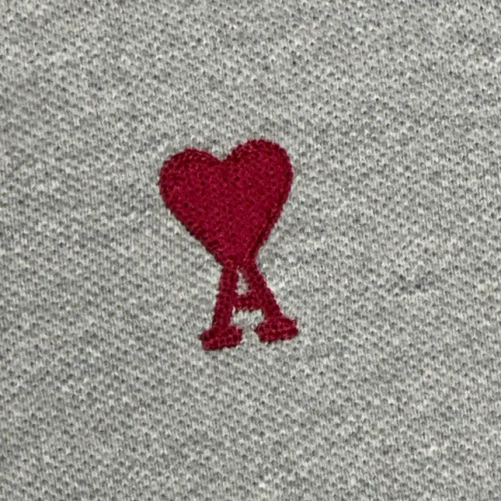 [BUNJANG] Authentic ARMY Grey Heart Logo Short Sleeve Polo T-Shirt / >정품 아미 그레이 하트로고 반팔 카라티
