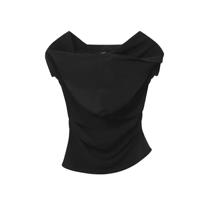 [BUNJANG] Miseki Seoul Drape Mode Hoodie Top Black Size 2 / 미세키서울 드레이프 모드 후디 탑 블랙 2