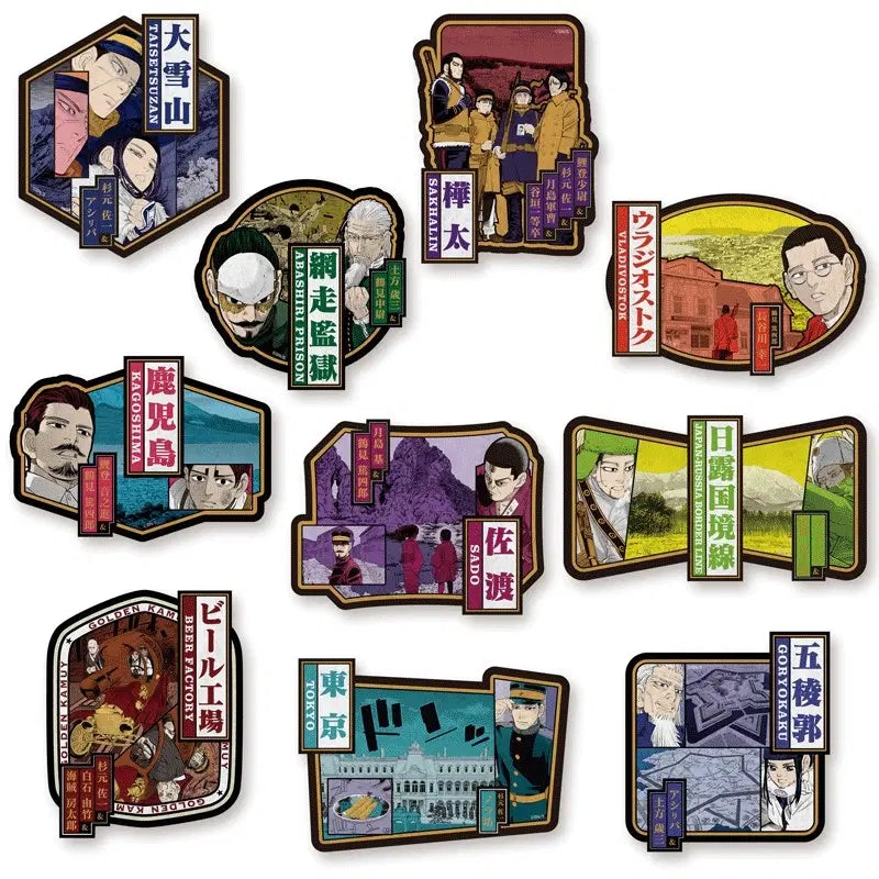 [BUNJANG] Golden Kamuy Original Art Exhibition Travel Sticker Set / (택포)골든카무이 골카 원화전 트래블 방수 스티커 + 기름종이 + 덤 메모지