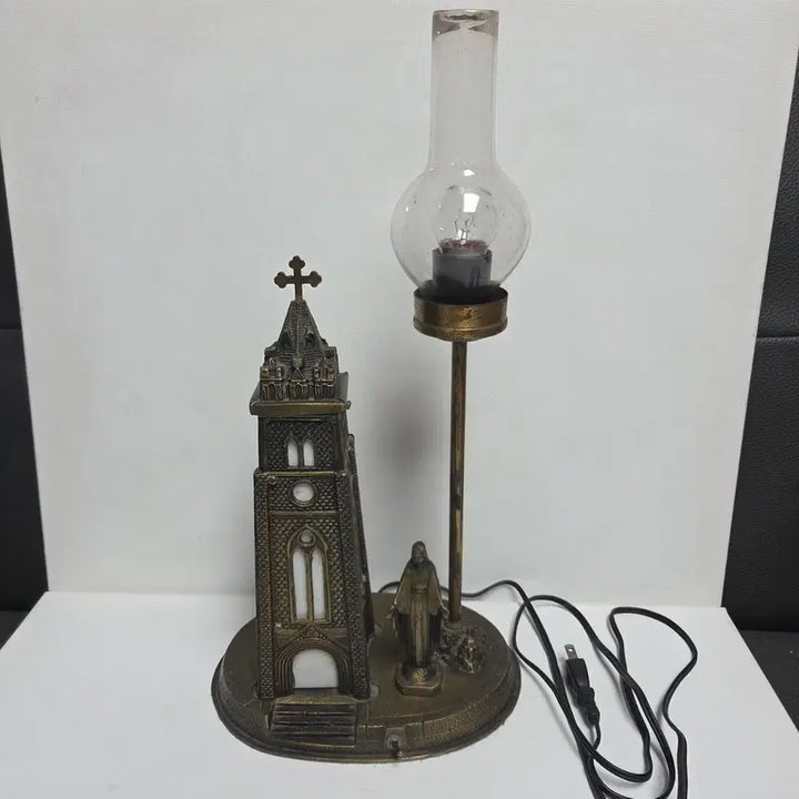 [BUNJANG] 1970s Korean Madonna Cathedral Lamp Metal Religious Figurine / 레어 레어 레어 70년대 국산 성모성당 램프 금속 성당 성모마리아