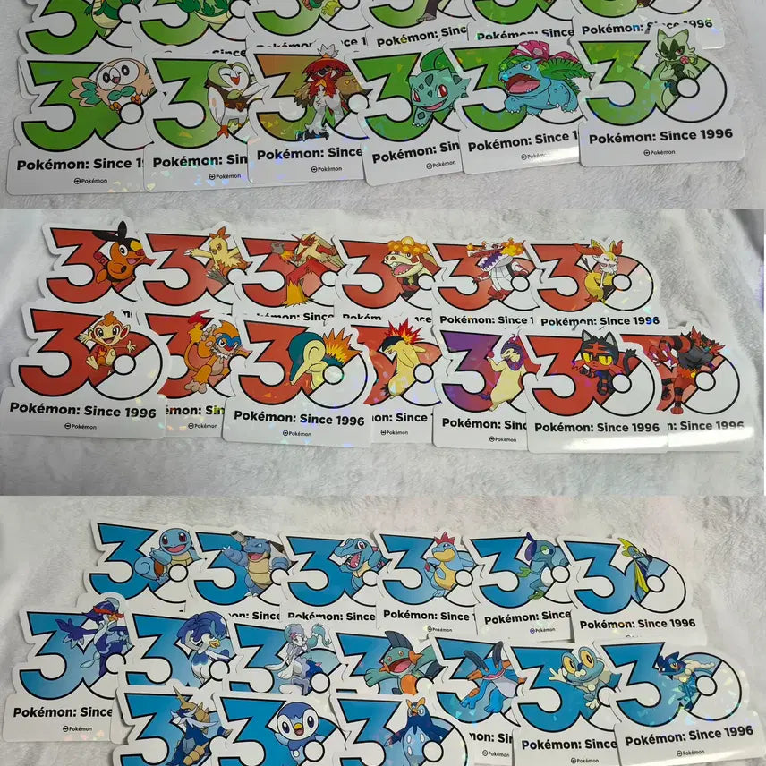 [BUNJANG] Pokemon 30th Anniversary Logo Stickers - Starter Pokemon / 포켓몬 30주년 기념 로고 스티커 스타팅 포켓몬들 판매합니다!