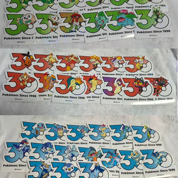 [BUNJANG] Pokemon 30th Anniversary Logo Stickers - Starter Pokemon / 포켓몬 30주년 기념 로고 스티커 스타팅 포켓몬들 판매합니다!