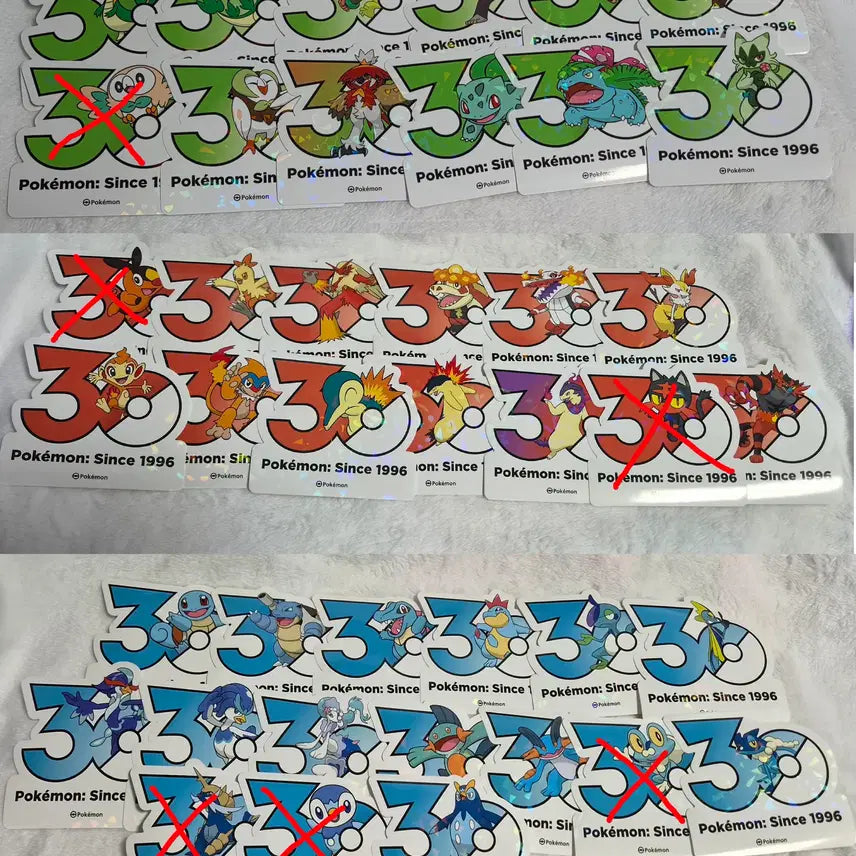 [BUNJANG] Pokemon 30th Anniversary Logo Stickers - Starter Pokemon / 포켓몬 30주년 기념 로고 스티커 스타팅 포켓몬들 판매합니다!