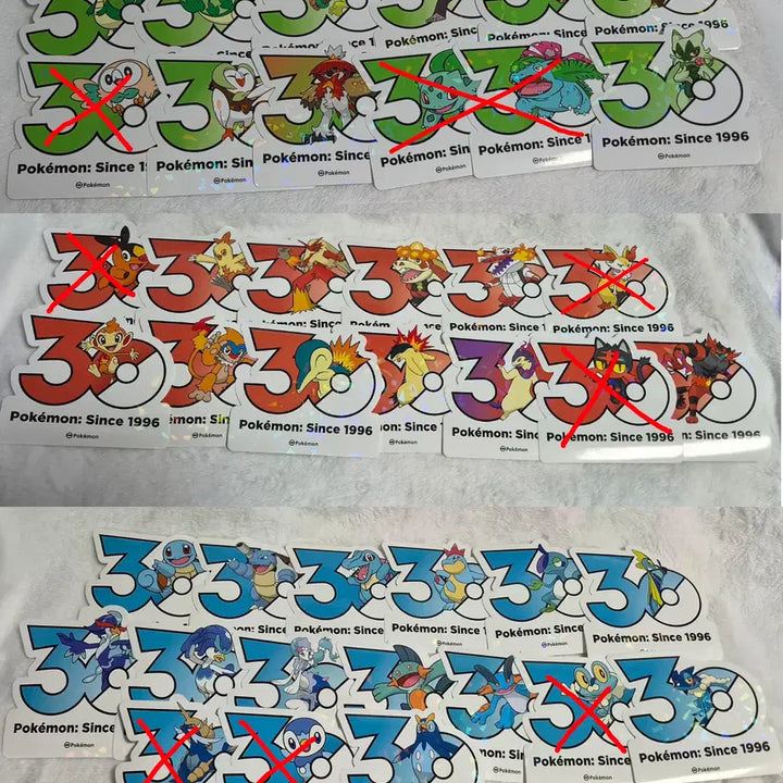 [BUNJANG] Pokemon 30th Anniversary Logo Stickers - Starter Pokemon / 포켓몬 30주년 기념 로고 스티커 스타팅 포켓몬들 판매합니다!