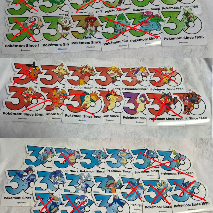 [BUNJANG] Pokemon 30th Anniversary Logo Stickers - Starter Pokemon / 포켓몬 30주년 기념 로고 스티커 스타팅 포켓몬들 판매합니다!