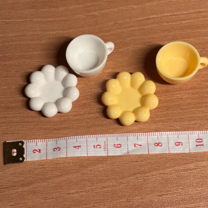 [BUNJANG] Miniature Teacup Set (White/Yellow) / 미니어처 찻잔 세트 (화이트/옐로우)