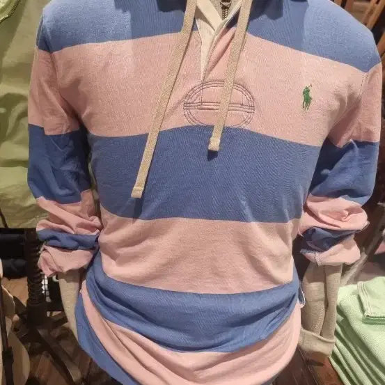 [BUNJANG] Polo Rugby Long Sleeve T-Shirt Pink Blue Stripe XXL / 폴로 럭비티셔츠 핑크 황금사이즈 귀한거 저렴하게판매!!
