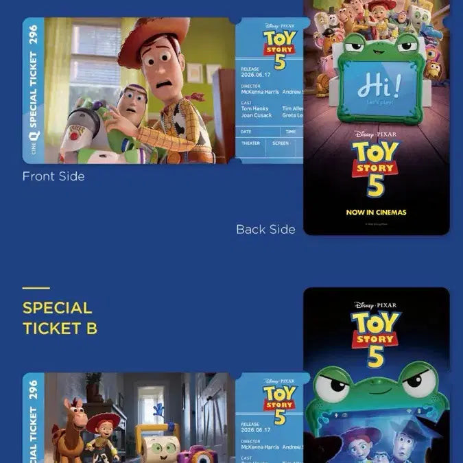 [BUNJANG] Toy Story 5 Special Ticket 2-Type Set / 토이스토리5 스페셜티켓 2종 1세트