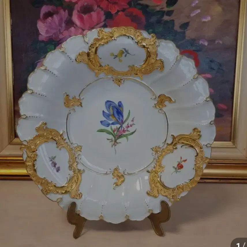 [BUNJANG] Meissen Heavy Gold Relief Prunk Plate / 마이센 헤비골드 릴리프 프룬크 볼