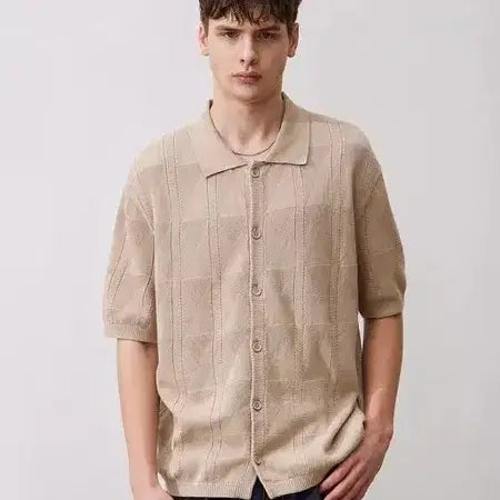 [BUNJANG] JILLSTUART NEW YORK Diamond Pique Short Sleeve Knit L / 질스튜어트뉴욕 다이아몬드 조직 카라 반팔니트 L