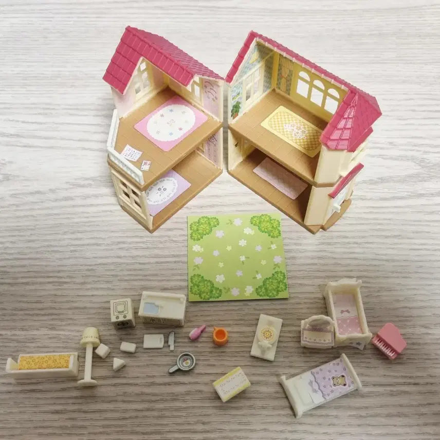 [BUNJANG] Mini Sylvanian Families Two-Story House Miniature Figure Set / 미니 실바니안 이층집 피규어 미니어쳐
