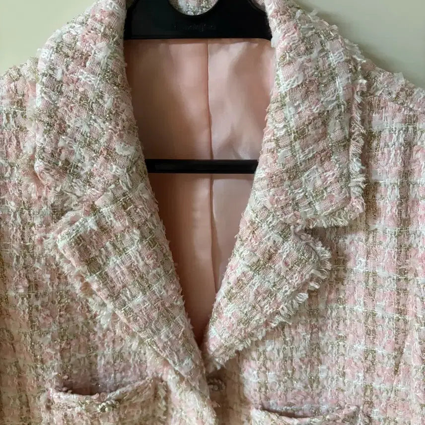 [BUNJANG] Sandro Pink Tweed Jacket / 산드로 핑크 트위드 자켓