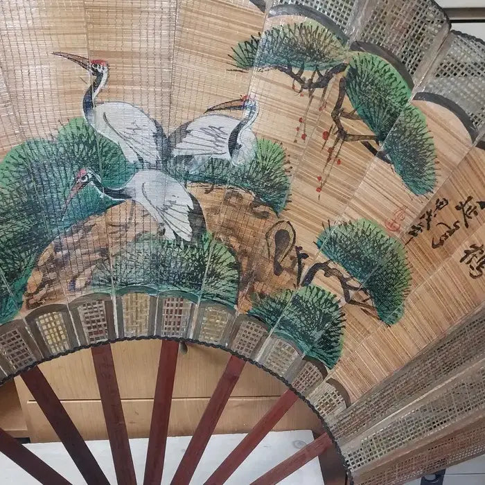 [BUNJANG] 1990s Songhak Large Folding Fan Wall Decor (143cm Width) / 1990년대 송학 대형 부채 장식/폭 143cm