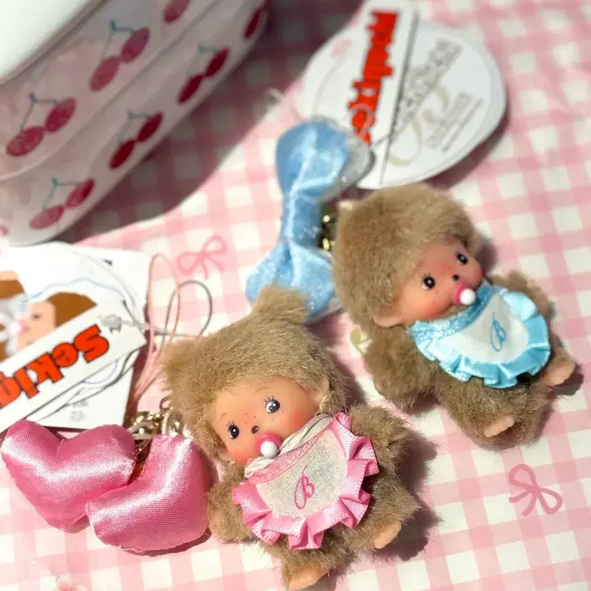 [BUNJANG] Monchhichi Sweet Baby Chichi Set Mini Keyring (Rare) / (유택) 스위트 베비치치 몬치치 세트 미니 키링 레어