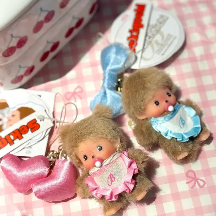 [BUNJANG] Monchhichi Sweet Baby Chichi Set Mini Keyring (Rare) / (유택) 스위트 베비치치 몬치치 세트 미니 키링 레어