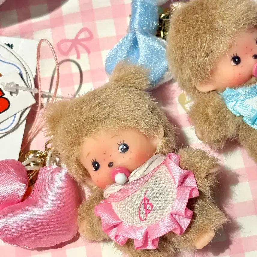 [BUNJANG] Monchhichi Sweet Baby Chichi Set Mini Keyring (Rare) / (유택) 스위트 베비치치 몬치치 세트 미니 키링 레어