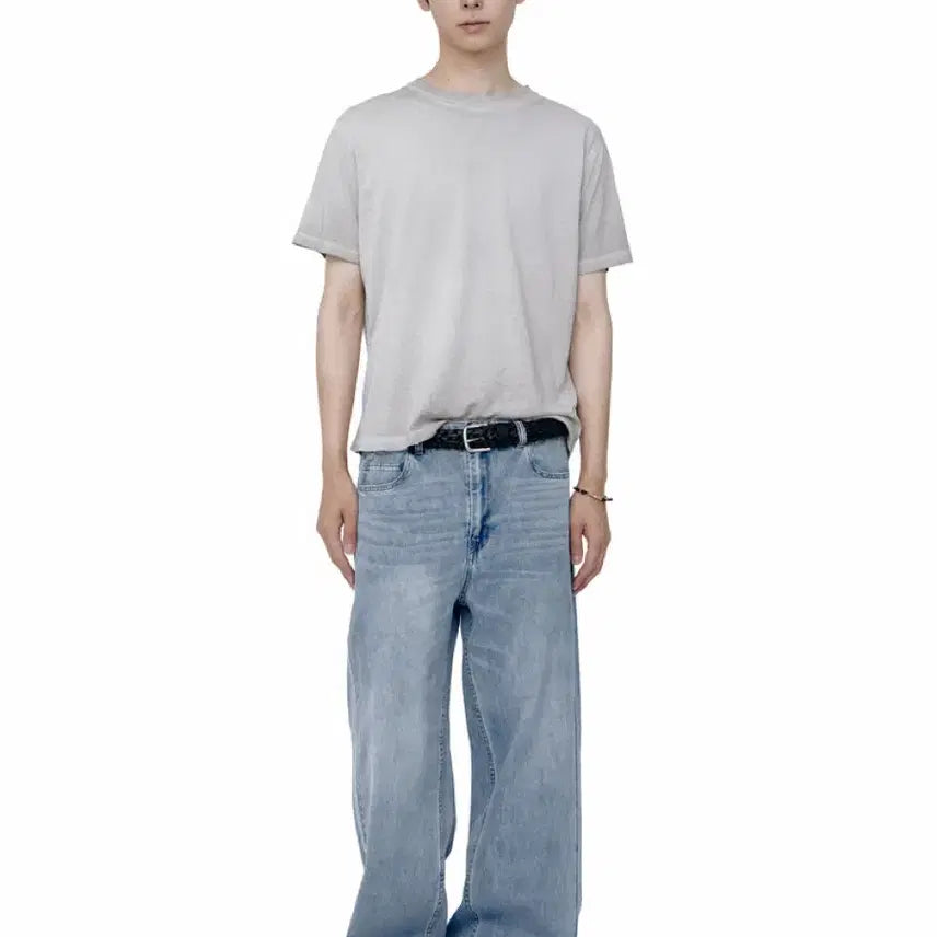 [BUNJANG] Politeru Uncle Cut Denim Jeans Washed Light Blue / [2] 폴리테루 엉클컷 데님진 워시드라이트블루
