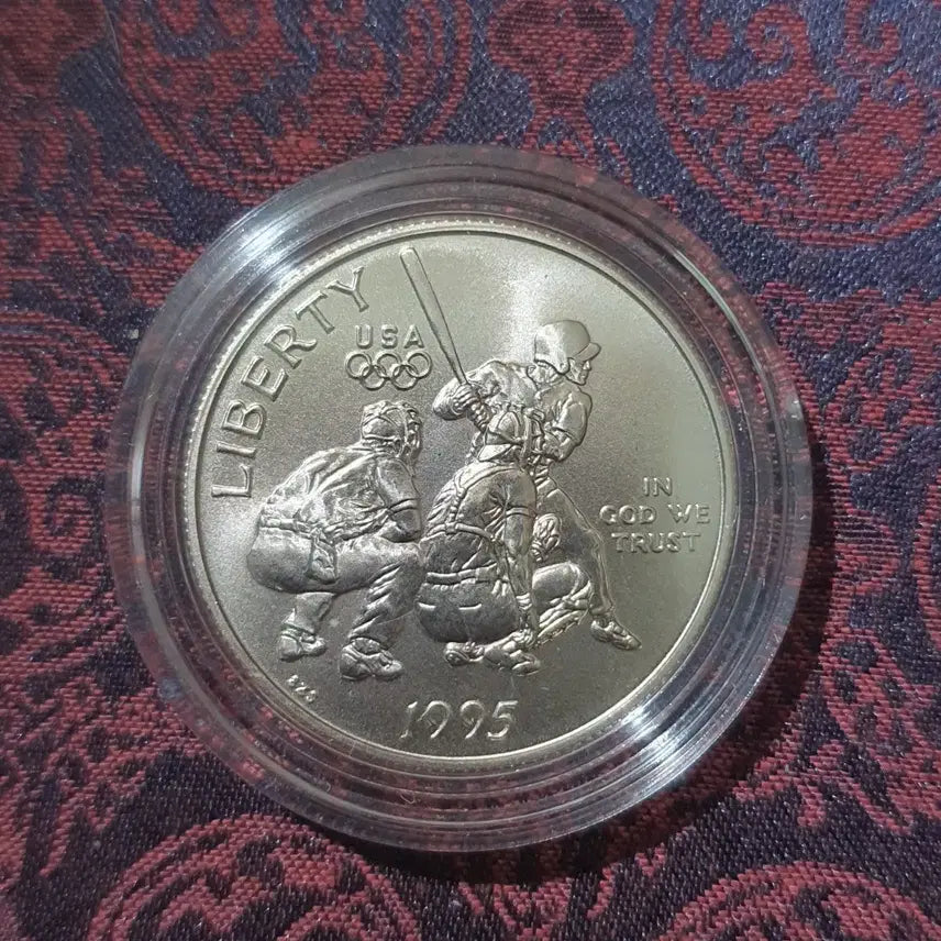 [BUNJANG] 1996 Atlanta Olympics Commemorative 50 Cent Coin - Baseball / 1995년 미국 아틀란타 올림픽 기념 50센트 주화로, 야구 종목을 도안