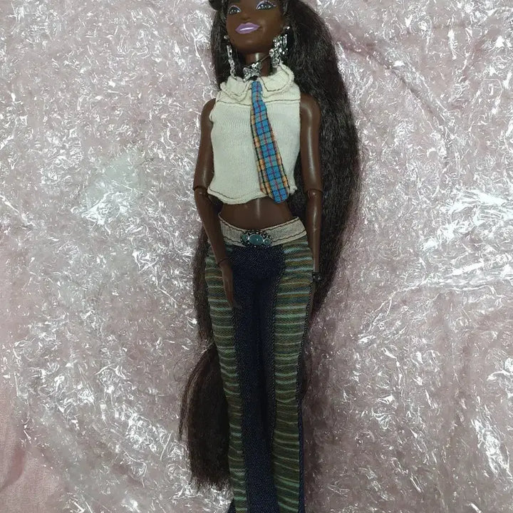[BUNJANG] Fashionista Black Barbie Doll with Long Hair / 롱헤어 패셔니스타 흑인바비