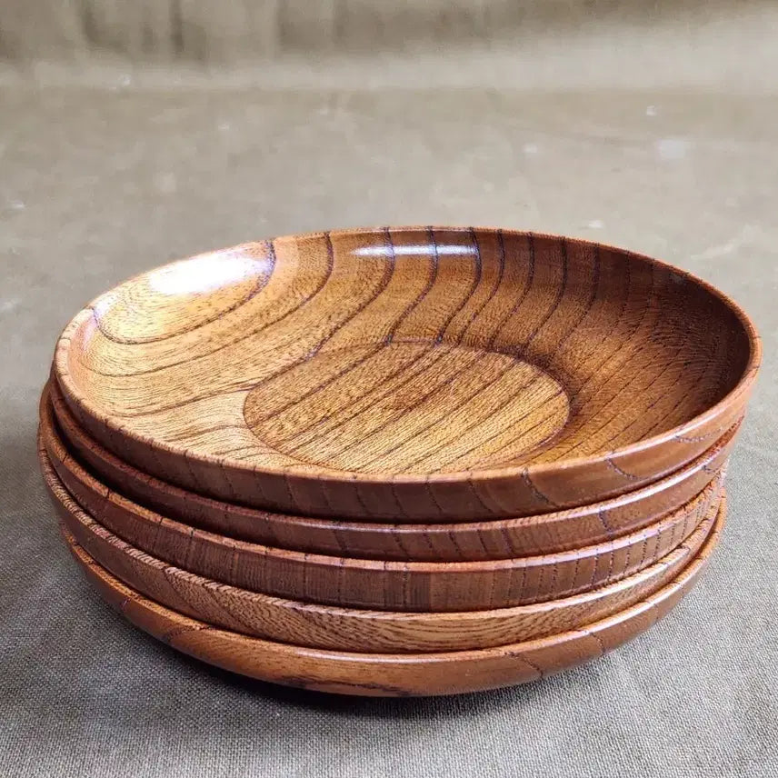 [BUNJANG] Zelkova Wood and Ebony Wood Tea Coaster Set (5 pieces) / 느티나무,귀목 잔탁,잔받침5점