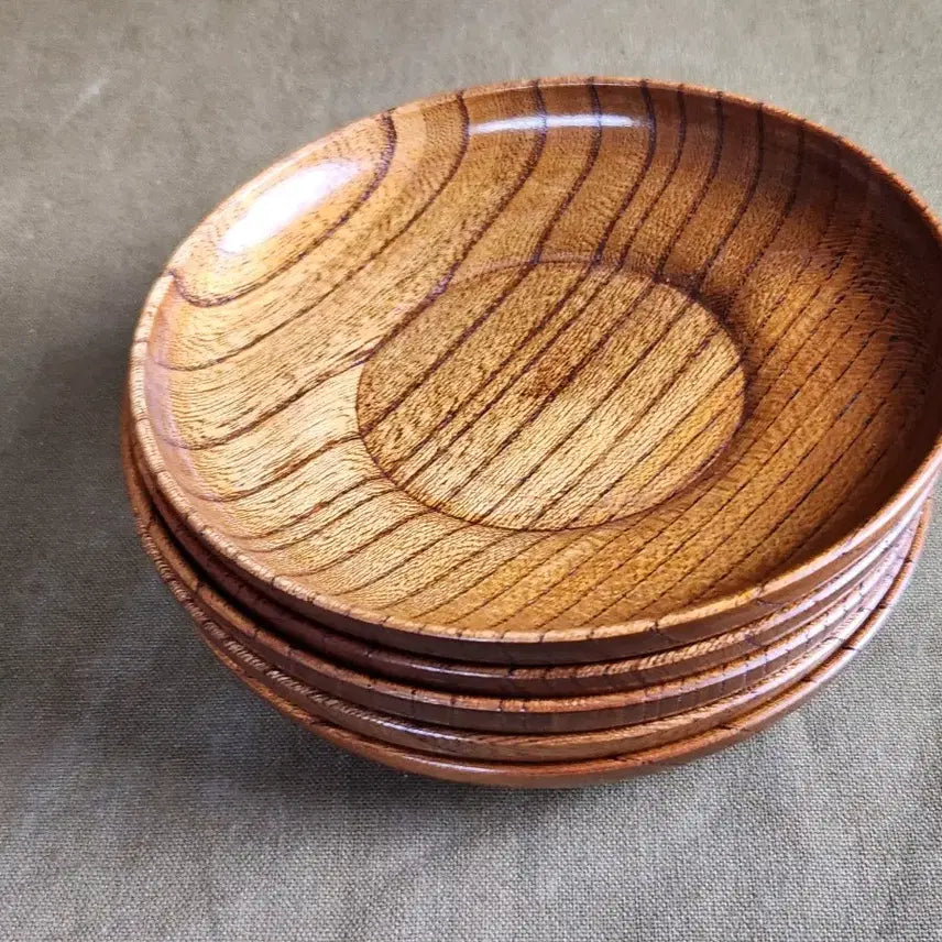 [BUNJANG] Zelkova Wood and Ebony Wood Tea Coaster Set (5 pieces) / 느티나무,귀목 잔탁,잔받침5점