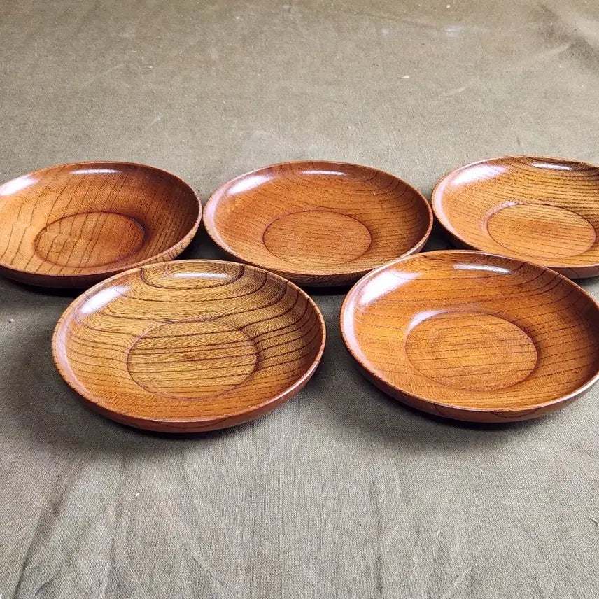 [BUNJANG] Zelkova Wood and Ebony Wood Tea Coaster Set (5 pieces) / 느티나무,귀목 잔탁,잔받침5점