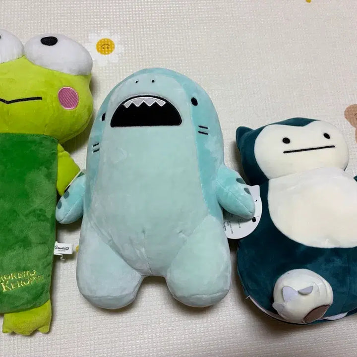 [BUNJANG] Pokemon Snorlax, Keroppi, Shark Mochi Plush Set / 포켓몬스터 잠만보,케로피 , 상어 모찌인형 3개 일괄
