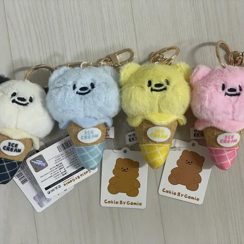[BUNJANG] Kekebyo Gomi Ice Cream Bear Keychain (4 Types) / (4종세트) 케키바이고미 아이스크림콘 베어 곰 인형 8cm 키링