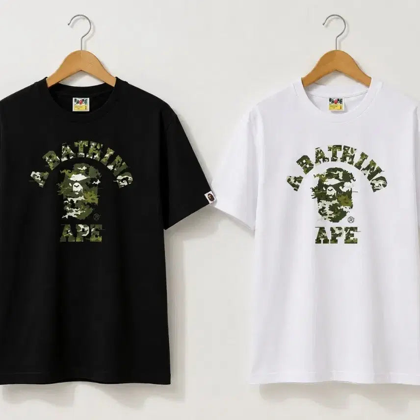 [BUNJANG] BAPE Camo Big Logo T-Shirt Black/White / 베이프 카모 로고 반팔 티셔츠 블랙/화이트