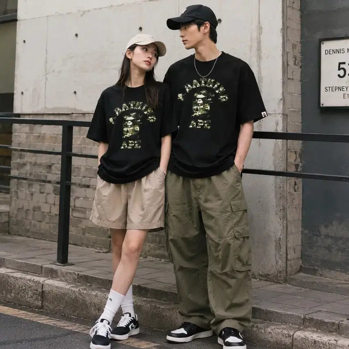 [BUNJANG] BAPE Camo Big Logo T-Shirt Black/White / 베이프 카모 로고 반팔 티셔츠 블랙/화이트