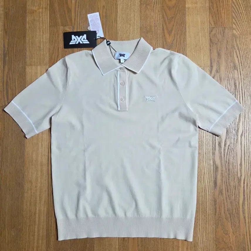 [BUNJANG] PXG Golf Wear Short Sleeve Knit Top - Beige, Size L / [신상 새상품] PXG 슬리브