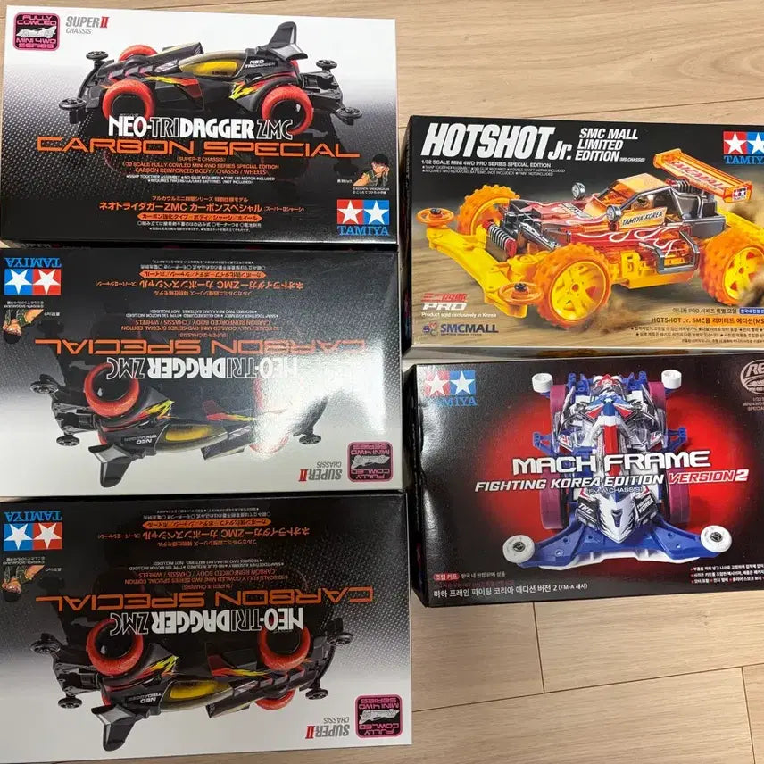 [BUNJANG] Tamiya Mini 4WD Neo Tri-Dagger ZMC Carbon Bundle (5 Types) / 타미야 미니카 네오 트라이다가 zmc 카본 포함 일괄 5종