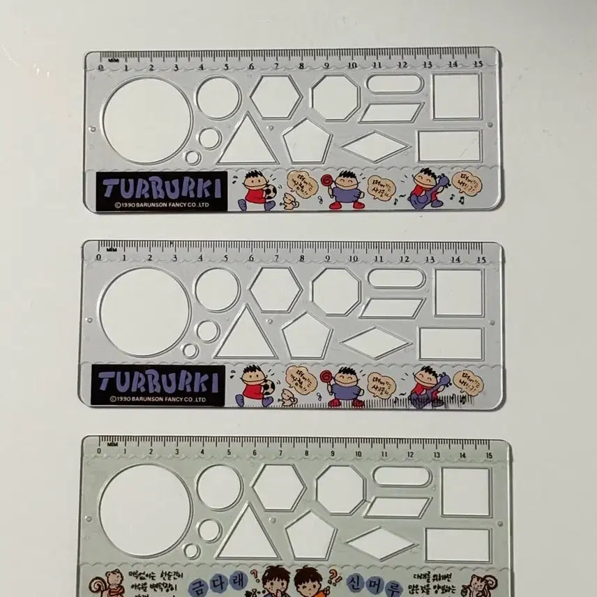 [BUNJANG] Vintage Math Ruler Set - Kkoma Ttorae, Bareunson, Tteobeogi, Geumdarae, Sinmeoru Designs / 고전문구 꼬마또래 바른손 떠버기 금다래 신머루 도형 자