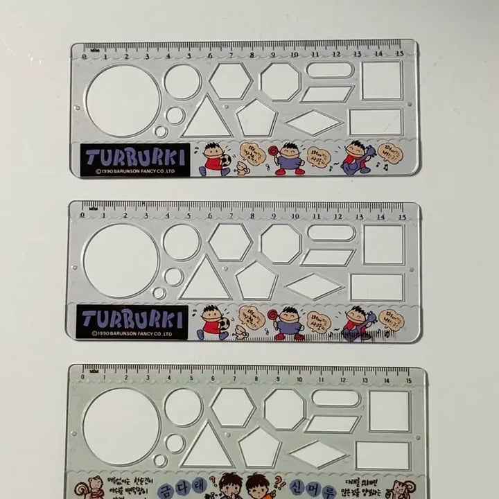 [BUNJANG] Vintage Math Ruler Set - Kkoma Ttorae, Bareunson, Tteobeogi, Geumdarae, Sinmeoru Designs / 고전문구 꼬마또래 바른손 떠버기 금다래 신머루 도형 자