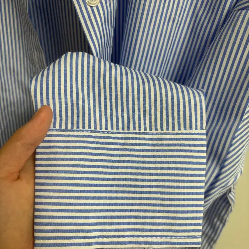 [BUNJANG] Blue Stripe Oversized Fit Shirt / 블루 스트라이프 오버핏 셔츠 새상품