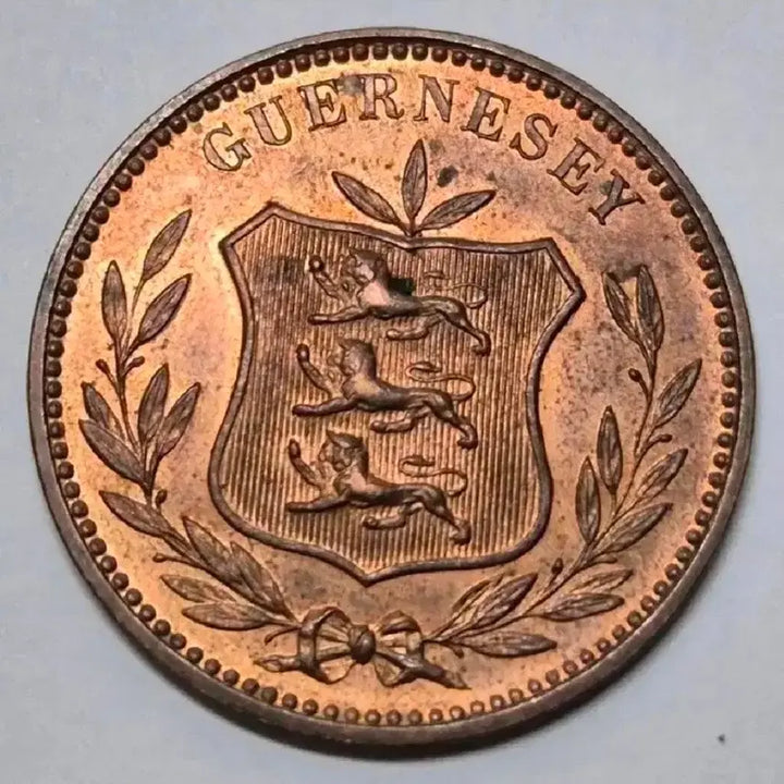 [BUNJANG] Rare 1889 UK Guernsey 8 Doubles Coin / 희귀 영국 건지 미사용 1889년 8더블.외국주화 주화 동전 화폐