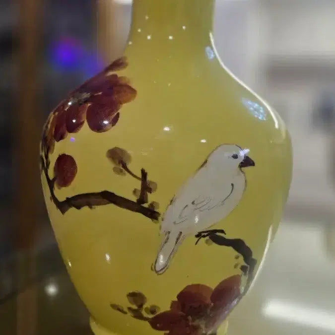 [SOLD OUT] 황색 새 문양 도자기 화병(화조도)