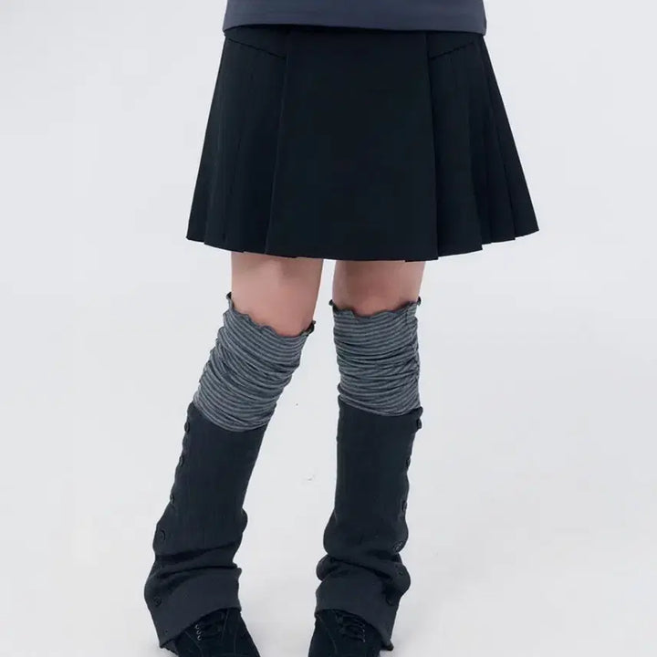 [BUNJANG] Miseki Seoul Side Pleats Line Midi Skirt Black / 미세키서울 Side pleats line midi skirt BLACK