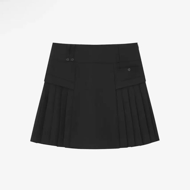 [BUNJANG] Miseki Seoul Side Pleats Line Midi Skirt Black / 미세키서울 Side pleats line midi skirt BLACK