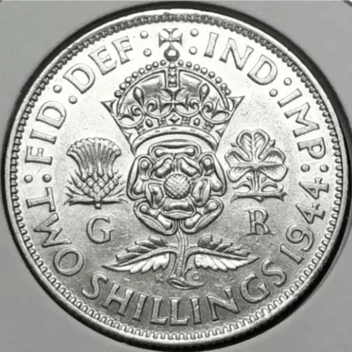 [BUNJANG] 1944 British Two Shillings Silver Coin / [은화] 영국 준미사용 1944년 2실링.외국주화 주화 화폐 동전